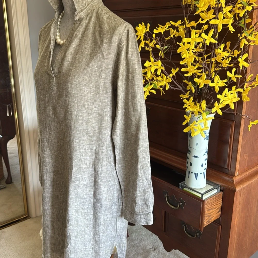 Artisan NY Khaki Green 100% Linen Dress Size Small - Picture 6 of 12